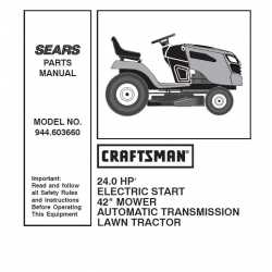Craftsman Tractor Parts Manual 944.603660
