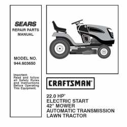 Manuel de pièces tracteur Craftsman 944.603650