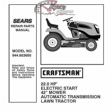 Manuel de pièces tracteur Craftsman 944.603650