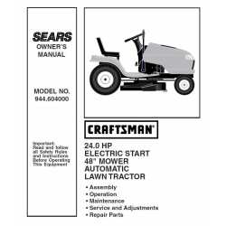 Craftsman Tractor Parts Manual 944.604000