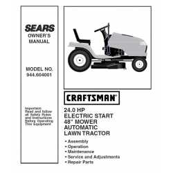 Craftsman Tractor Parts Manual 944.604001