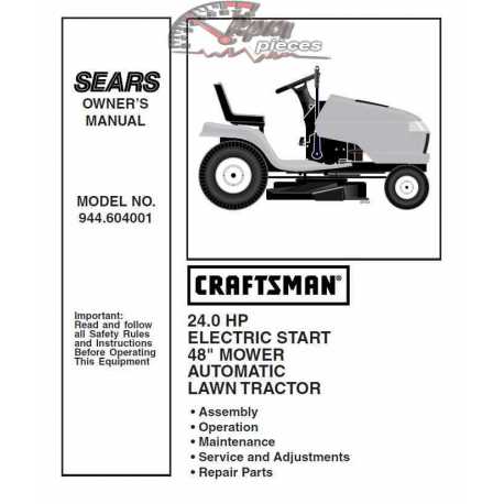 Craftsman Tractor Parts Manual 944.604001