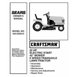 Manuel de pièces tracteur Craftsman 944.604010