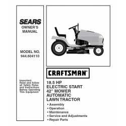 Craftsman Tractor Parts Manual 944.604110