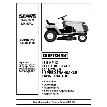 Craftsman Tractor Parts Manual 944.604130