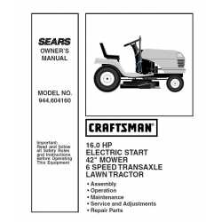 Manuel de pièces tracteur Craftsman 944.604160