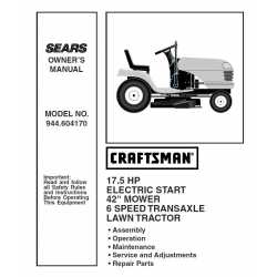 Manuel de pièces tracteur Craftsman 944.604170