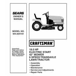 Manuel de pièces tracteur Craftsman 944.604191