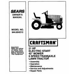 Craftsman Tractor Parts Manual 944.604212