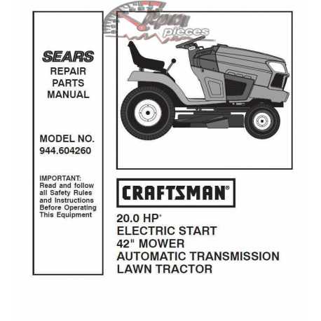 Manuel de pièces tracteur Craftsman 944.604260