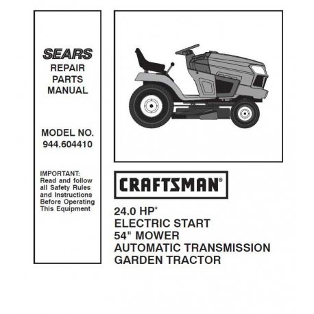 Craftsman Tractor Parts Manual 944.604410