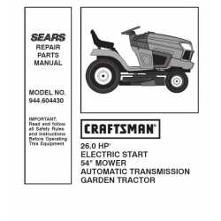Manuel de pièces tracteur Craftsman 944.604430