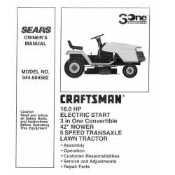 Craftsman Tractor Parts Manual 944.604582