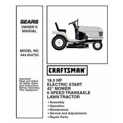 Manuel de pièces tracteur Craftsman 944.604750
