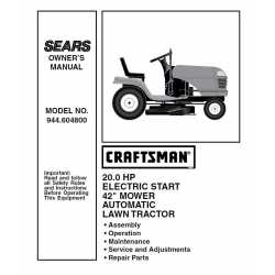 Manuel de pièces tracteur Craftsman 944.604800