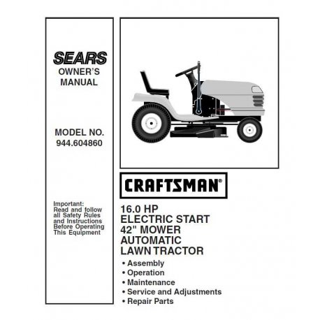 Manuel de pièces tracteur Craftsman 944.604860