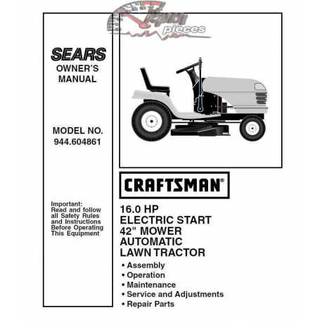 Craftsman Tractor Parts Manual 944.604861