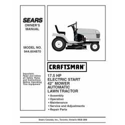 Manuel de pièces tracteur Craftsman 944.604870