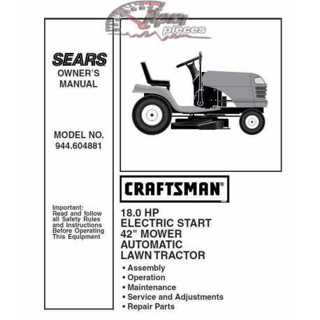 Manuel de pièces tracteur Craftsman 944.604881