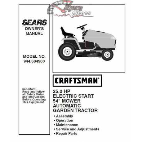 Manuel de pièces tracteur Craftsman 944.604900
