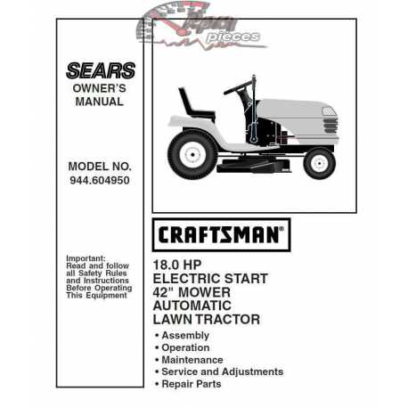 Craftsman Tractor Parts Manual 944.604950