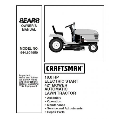 Craftsman Tractor Parts Manual 944.604950