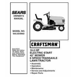 Manuel de pièces tracteur Craftsman 944.604960