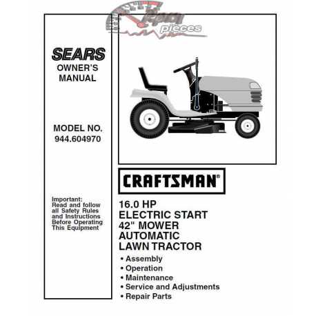 Craftsman Tractor Parts Manual 944.604970