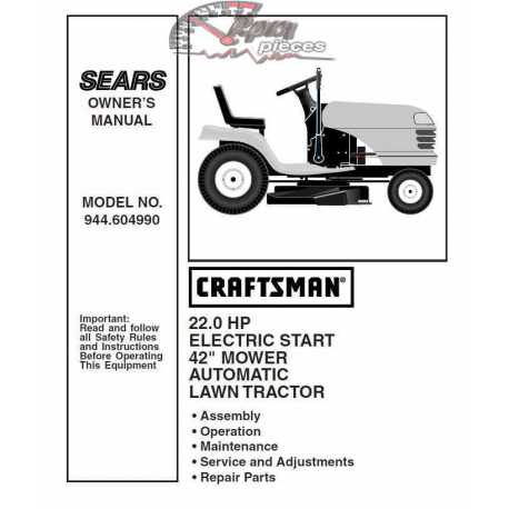 Manuel de pièces tracteur Craftsman 944.604990