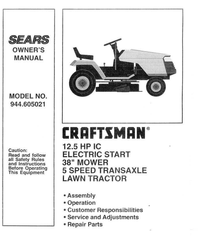 Craftsman Tractor Parts Manual 944 605021