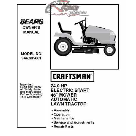 Manuel de pièces tracteur Craftsman 944.605061