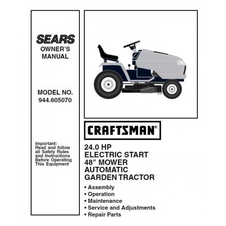 Craftsman Tractor Parts Manual 944 605070