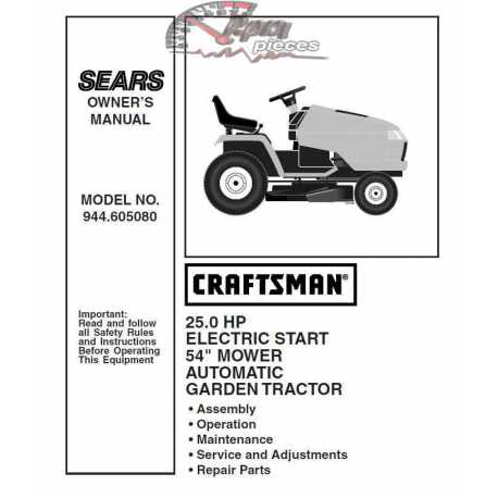 Craftsman Tractor Parts Manual 944.605080