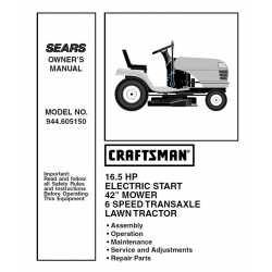 Manuel de pièces tracteur Craftsman 944.605150