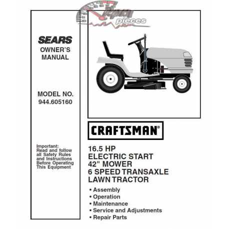 Manuel de pièces tracteur Craftsman 944.605160
