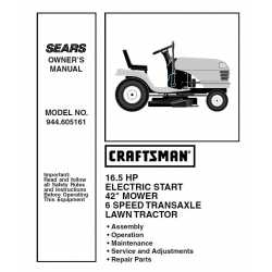 Manuel de pièces tracteur Craftsman 944.605161