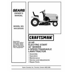 Manuel de pièces tracteur Craftsman 944.605200