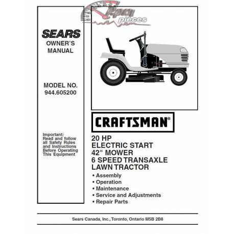 Craftsman Tractor Parts Manual 944.605200
