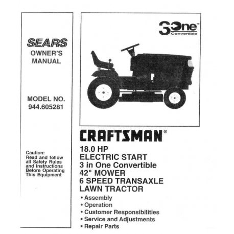 Craftsman Tractor Parts Manual 944.605281