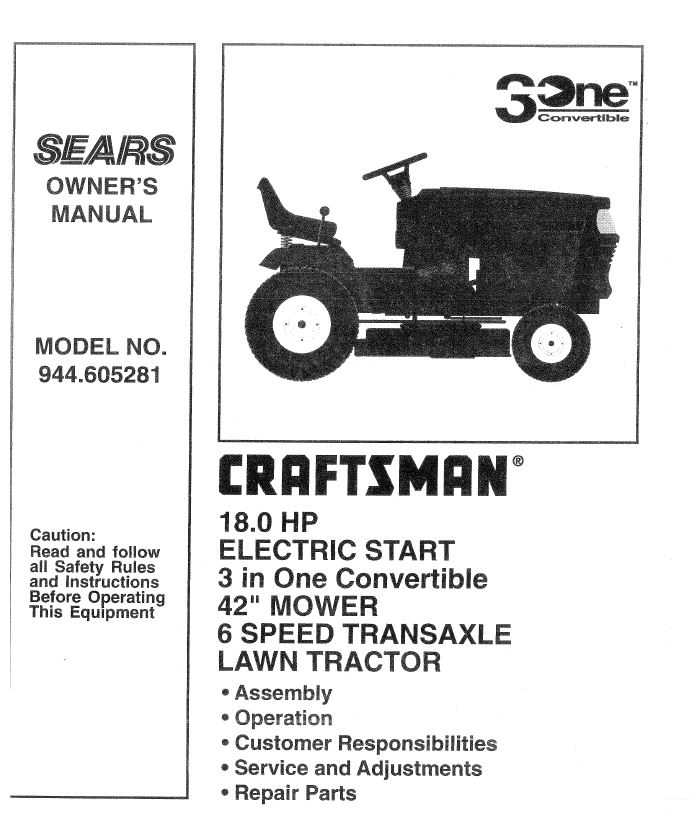 Craftsman Tractor Parts Manual 944 605281