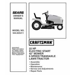 Craftsman Tractor Parts Manual 944.605411