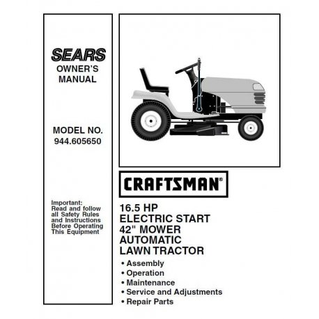 Craftsman Tractor Parts Manual 944.605650