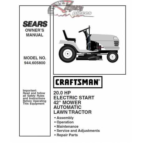 Craftsman Tractor Parts Manual 944.605800