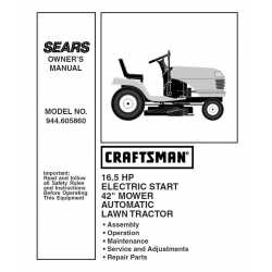 Manuel de pièces tracteur Craftsman 944.605860