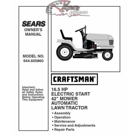 Craftsman Tractor Parts Manual 944.605860