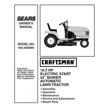 Craftsman Tractor Parts Manual 944.605880