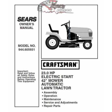 Craftsman Tractor Parts Manual 944.605931
