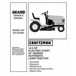 Manuel de pièces tracteur Craftsman 944.605980