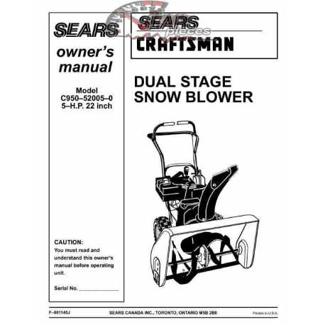 Craftsman snowblower Parts Manual C950-52948-0