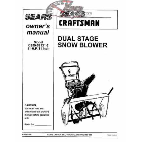 Craftsman snowblower Parts Manual C950-52131-2
